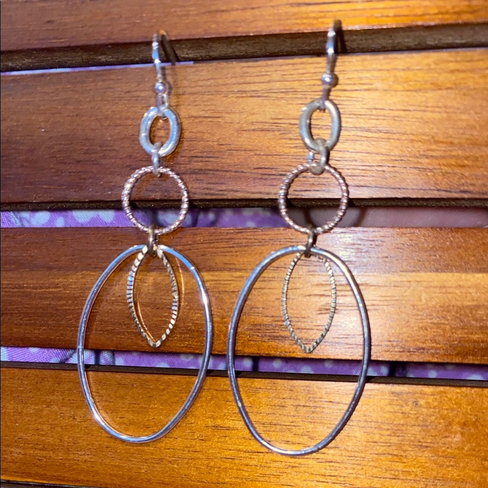 silver and gold dangly earrings